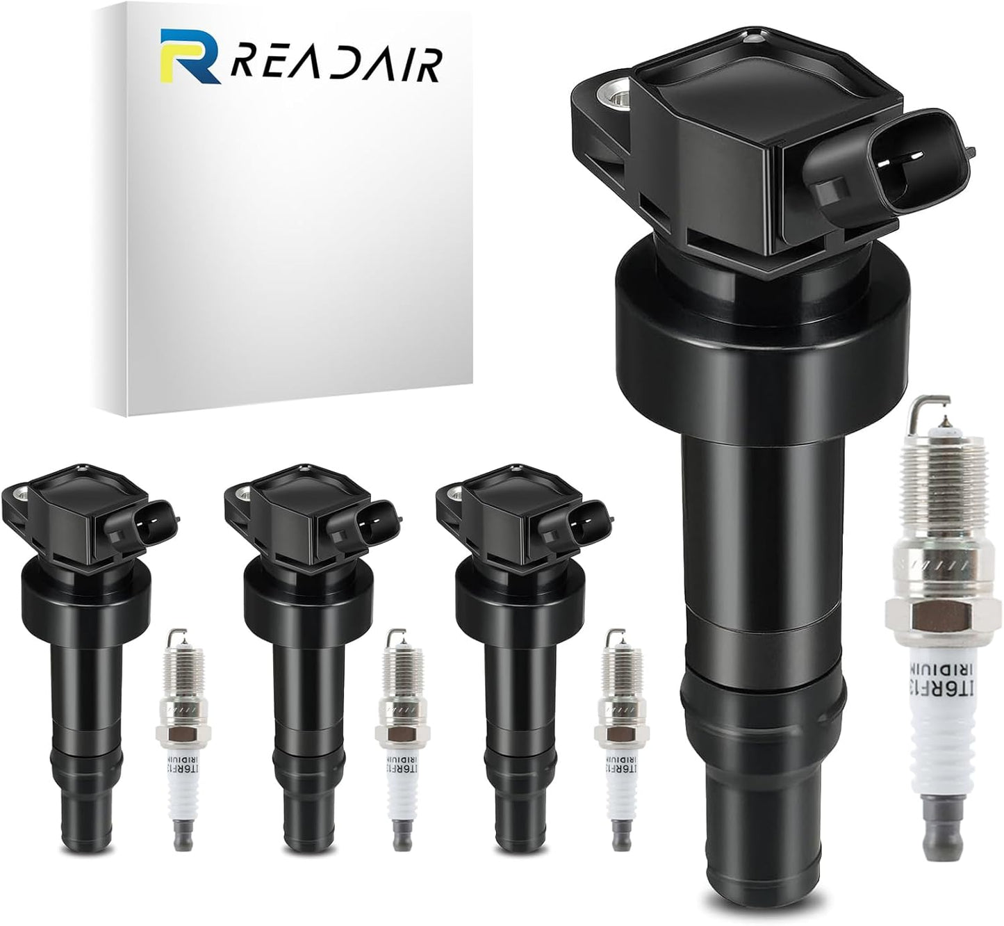 UF575 Ignition Coil & 1675 Double Iridium Spark Plug for Audi A3 A4 A5 A6 Q5 R8 TT RS4 RS5/Volkswagen Jetta Passat Beetle CC Golf GTI Replaces# C1627 07K905715F E1075