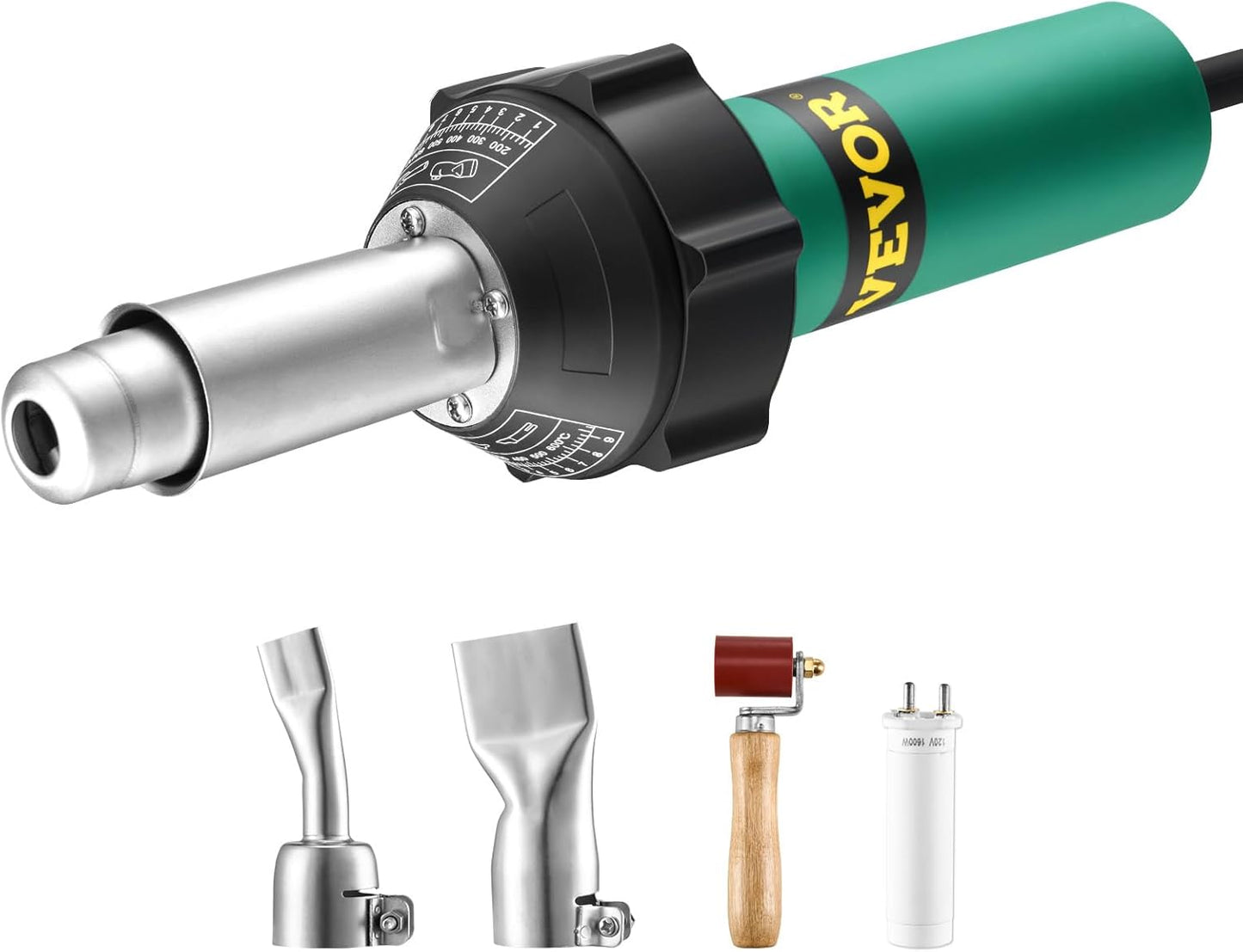VEVOR Hot Air Plastic Welder, 1600W Hot Air Torch Pistol, 122-1112℉ PVC TPO Vinyl Heat Gun Welding Torch, Plastic Roofing Welding Kit with 14 Accessories- Toolbox, Nozzle, Roller, Blades for PP/PE/PVC