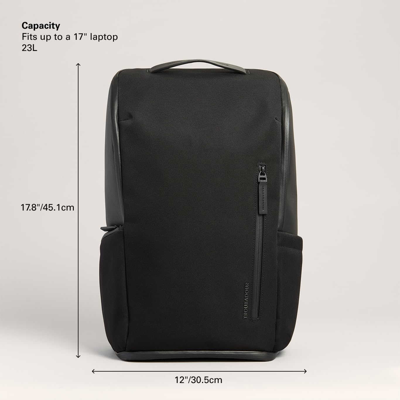 Troubadour Pioneer Backpack 3.0 - Premium Everyday Bag with Padded Laptop Section, Ventilated Shoe Compartment & Sustainable Waterproof Material - All-Day LIghtweight Comfort Design - Black