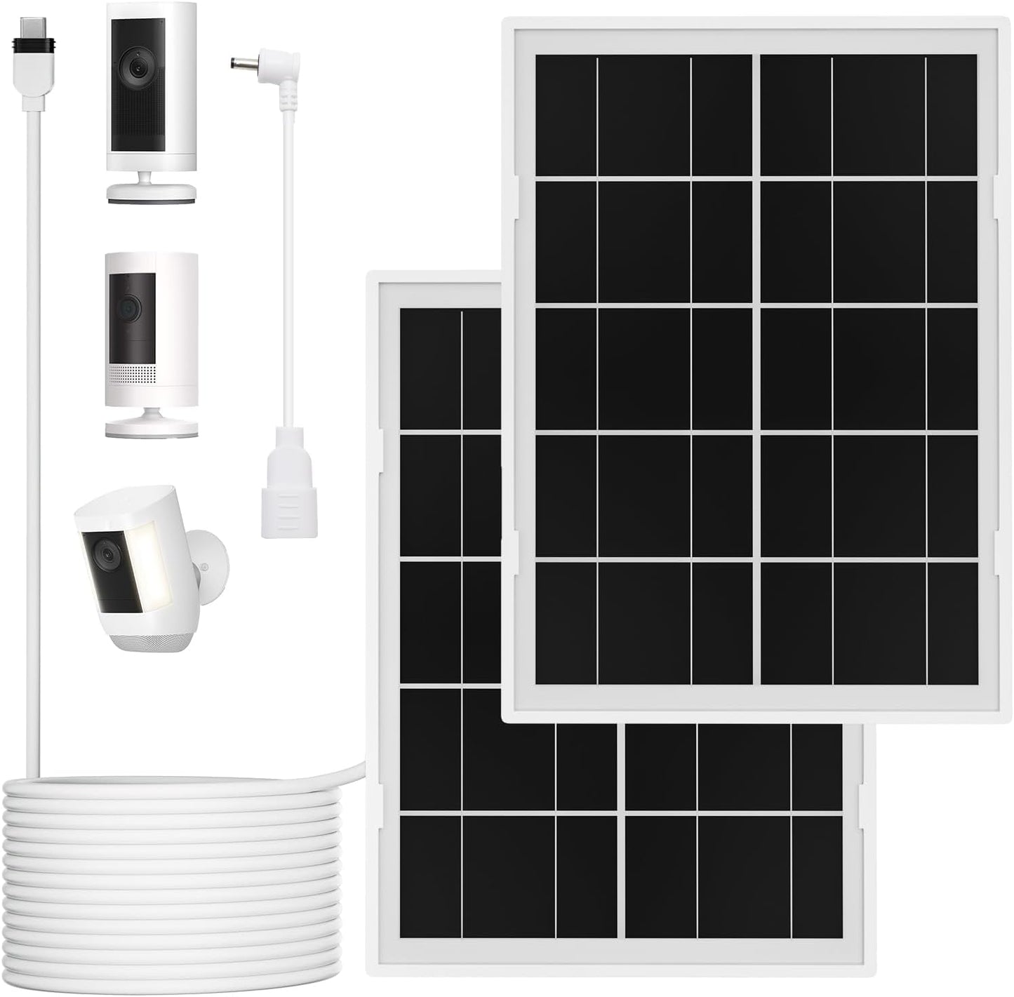 7W Solar Panel for Ring Camera,3Pack Solar Charger for Stick Up Cam, Stick Up Cam Pro, Spotlight Cam Plus/Pro with 10FT/3M Waterproof Long Cable and USB-C to Barrel Plug Adapter