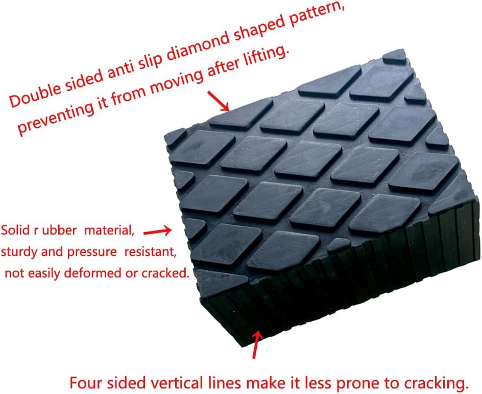 4 Pure Solid Universal Rubber Lift Pads, Used for car Lifts, Jacks, Frames 6-3/8" x 4-3/4" x 2" (160mm x 120mm x 50mm)
