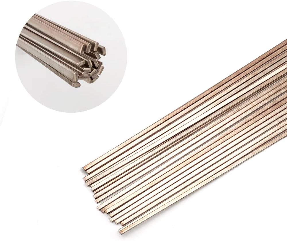 Silver Brazing Rod 15% BCuP-5 20 Flat Bar Silver Phos Copper Sticks JAgP-15 Silver HVAC Soldering Rods 0.050"x1/8"x14" for Air-conditioners, Refrigerators and Freezers Copper