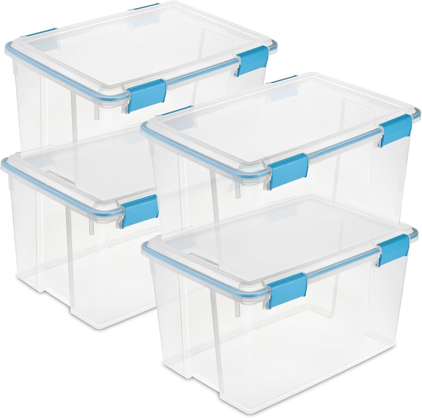 Sterilite 12-Pack Gasket Box, Weather-Resistant Storage Bins with Latching Lids, 54 Quart - Heavy-Duty Organizing Containers for Closet, Bathroom, and Office