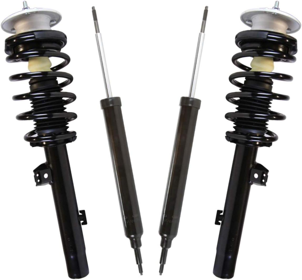 AutoShack Front Complete Strut & Coil Spring Assembly with Rear Shock Absorbers Set for BMW 128i 135i 2007-2013 328i 335i 2013 135is | Full-vehicle Suspension System Replacement Kit SUSPPK01743
