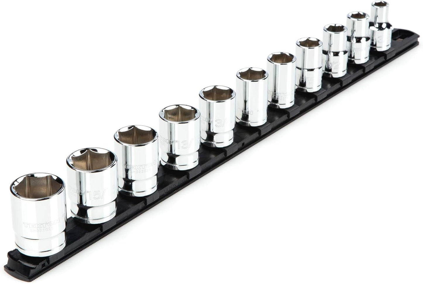 TEKTON 1/2 Inch Drive 6-Point Socket Set with Rail, 15-Piece (10-24 mm) | SHD92102