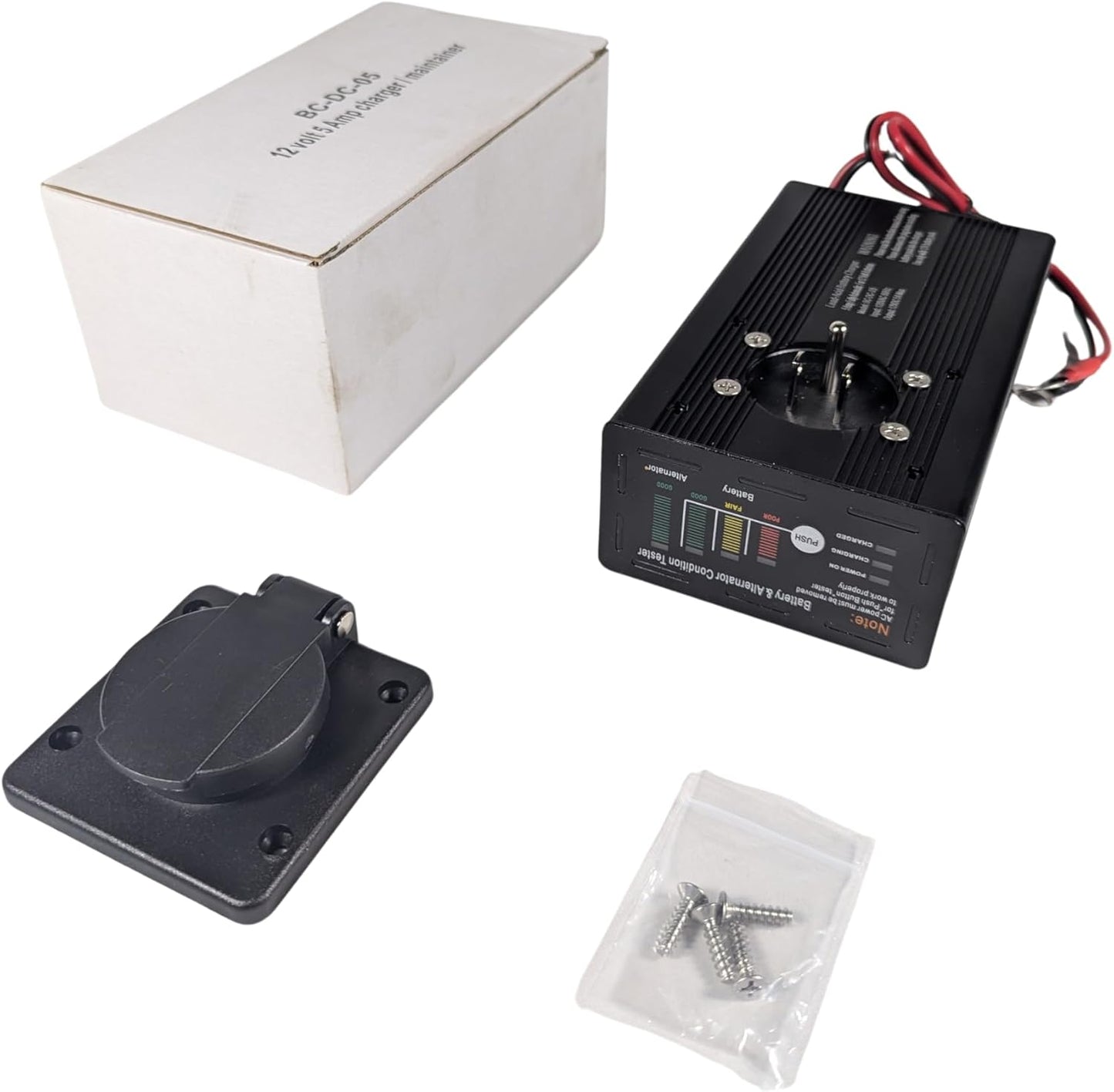 5 Amp Panel Mount 12V Battery Charger for Hydraulic Dump Trailer, Car, Marine - On Board Trickle Charger for 12 Volt Systems