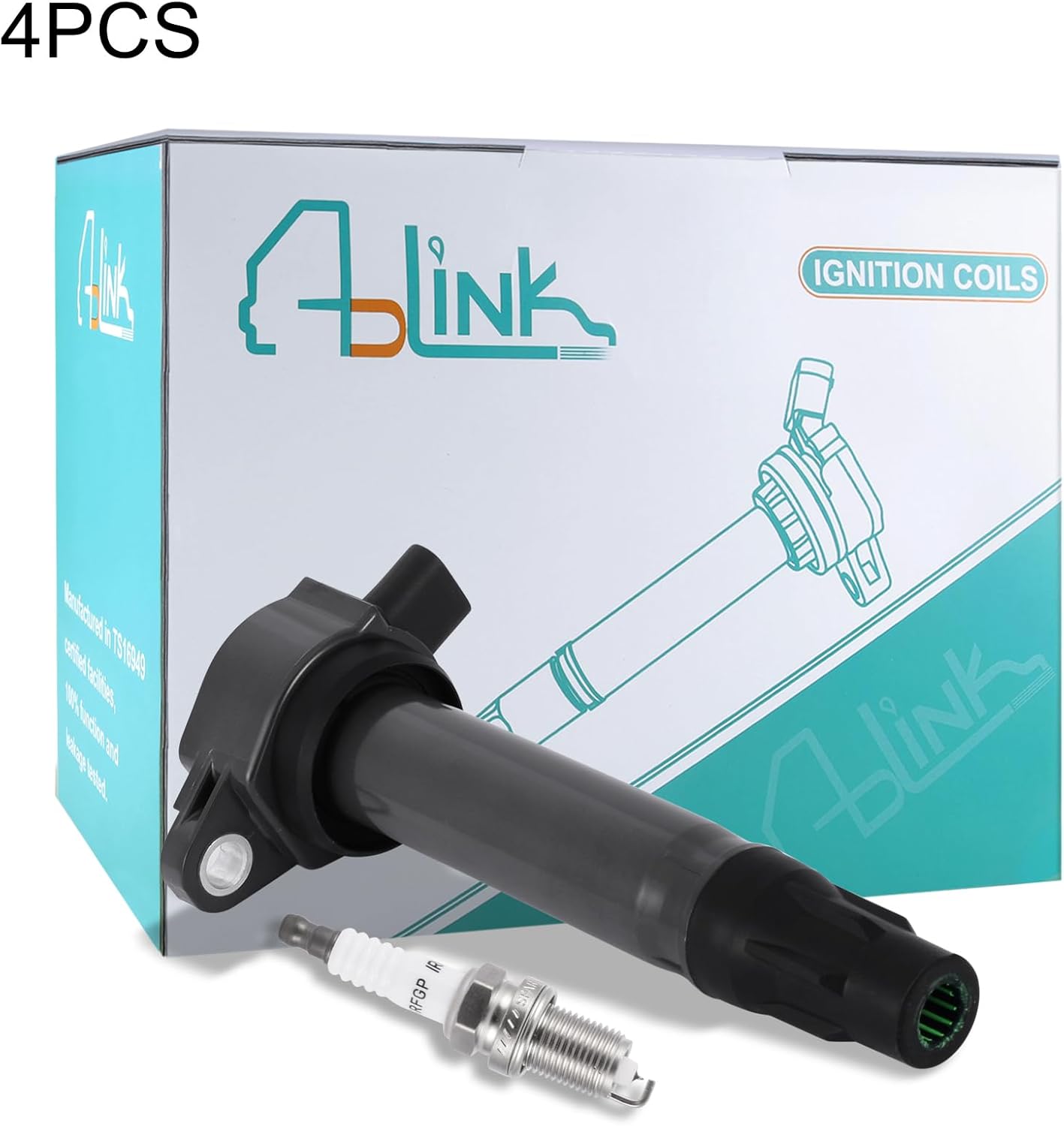 AULNIK Set of 4 Ignition Coil Pack and Iridium Spark Plugs (1.8L 2.0L 2.4L) For 2007-2017 Jeep Compass Patriot, Dodge Avenger Caliber Journey, Chrysler 200 Cirrus Sebring