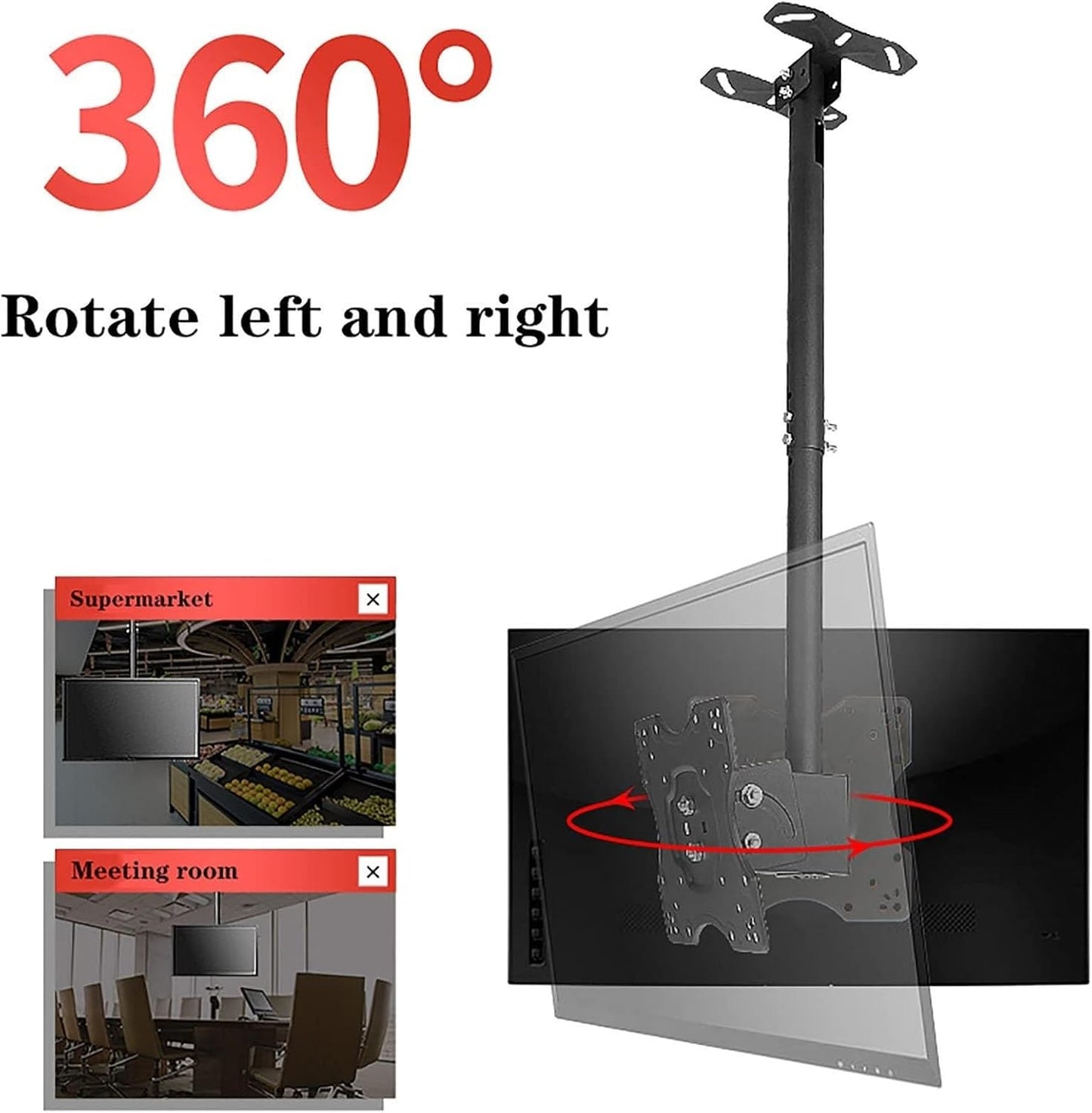 Adjustable 2 Sided Telescoping Ceiling TV Mount Bracket, Tilt and Rotatable TV Stand,for TVs 20-32 Inches, Max Weight 60lbs Per Screen(3m)