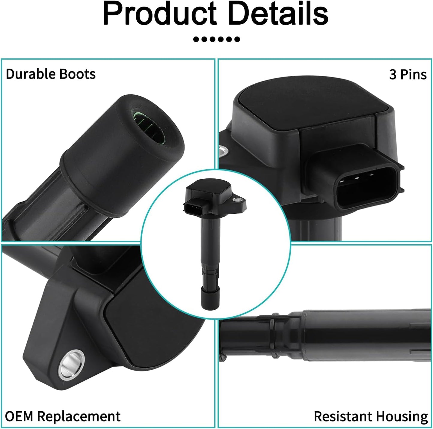 6 PCS UF400 UF512 Ignition Coil Pack (3.5 3.7 V6) Fits for Acura MDX Honda Ridgeline Pilot Saturn vue 2001 2002 2003 2004 2005 2006 2007 2008 2009 Replaces# C1460 12582000 30520PDKA01