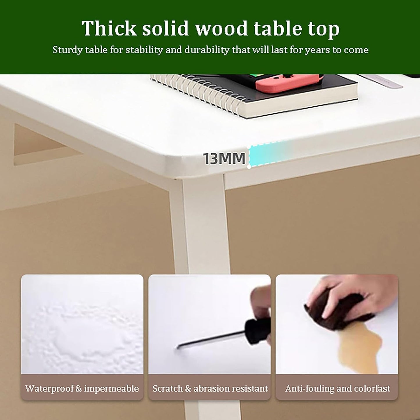 Solid Wood Computer Desk,Modern Simple Computer Desk,Study Writing Desk,Home Office Desk with Metal Legs,Laptop Pc Table Workstation for Home Office(80x60x74cm(31x24x29inch), Grey B)