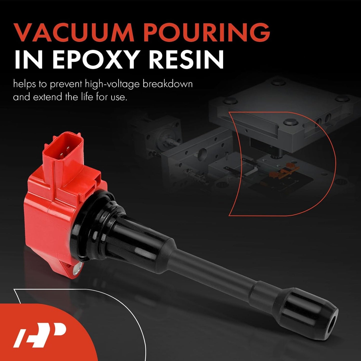 A-Premium (Red) Engine Ignition Coil Pack Compatible with Nissan Altima, Rogue, Sentra, Versa, Frontier, Pathfinder, Cube & Infiniti QX60, M56, QX70, Q70, FX50, Q70L & Suzuki Equator, 4-PC Set