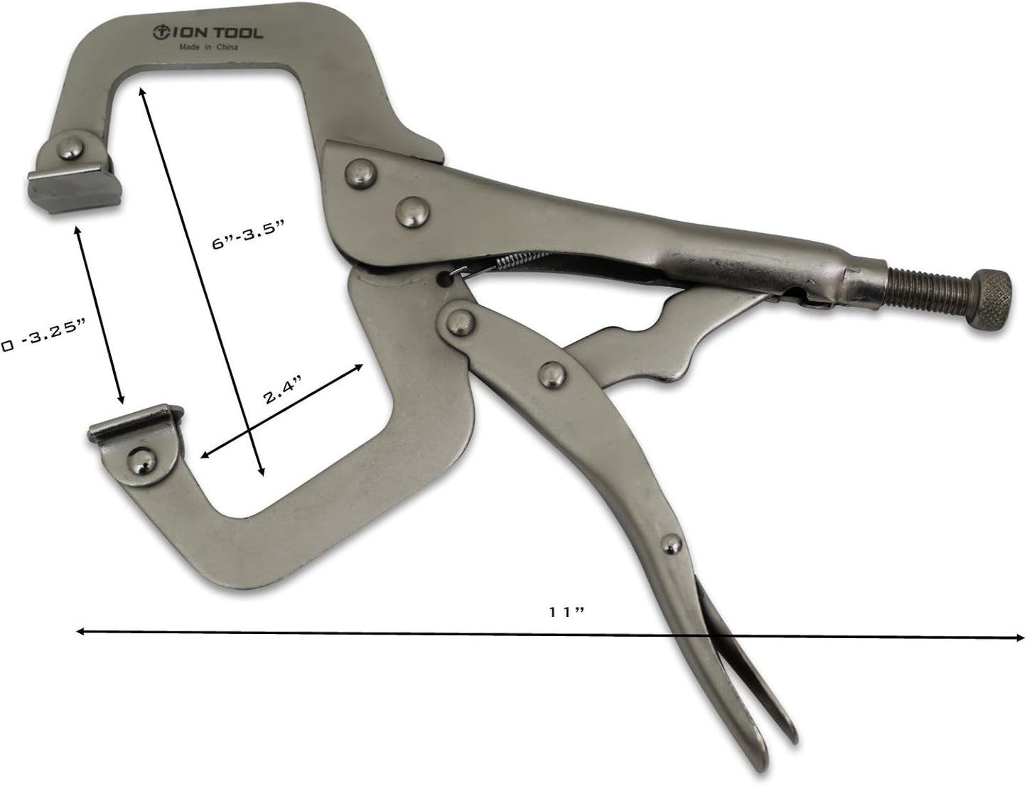 6 Pack - 11” C-Clamp Locking Pliers, Swivel Pads