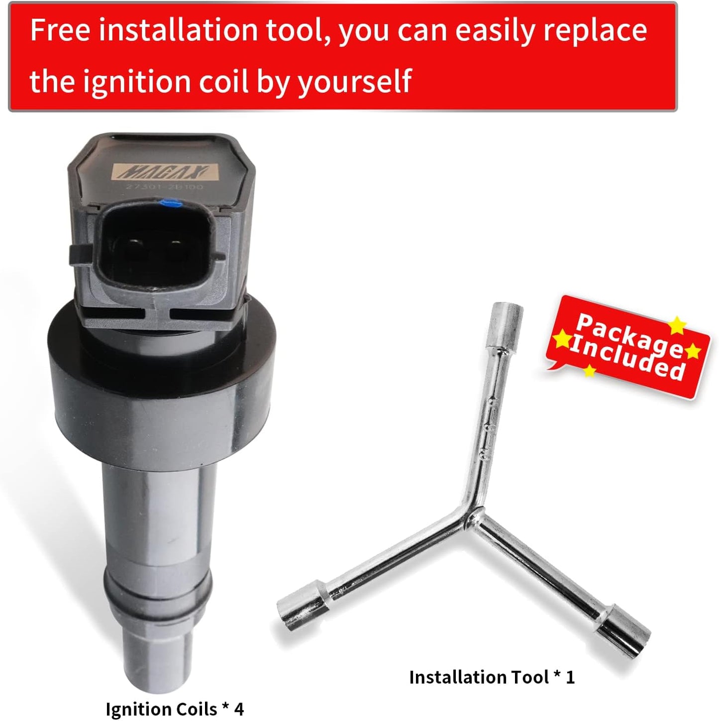 Set of 4 Ignition Coils UF652 C1803 Compatible with Hyundai Kia Dodge Accent Veloster Rio Soul Attitude - L4 1.6L