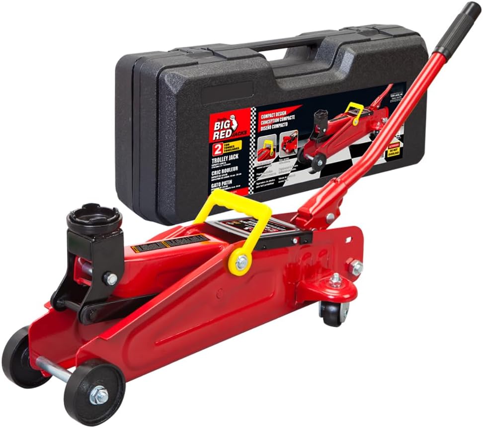 BIG RED AT82012U-1 Torin Hydraulic Trolley Service/Floor Jack with Blow Mold Carrying Storage Case, 2 Ton (4,000 lb.) Capacity, Blue