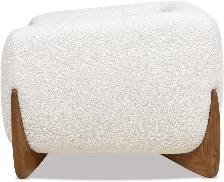 44" Oversized Reading Chair, Sherpa Accent Chair Bedroom, Comfy Upholstered Ivory White Fleeced Teddy Armchair, Seat cushion is removable, Modern Living Room Chair,Single Sofa Chair for Office (White)