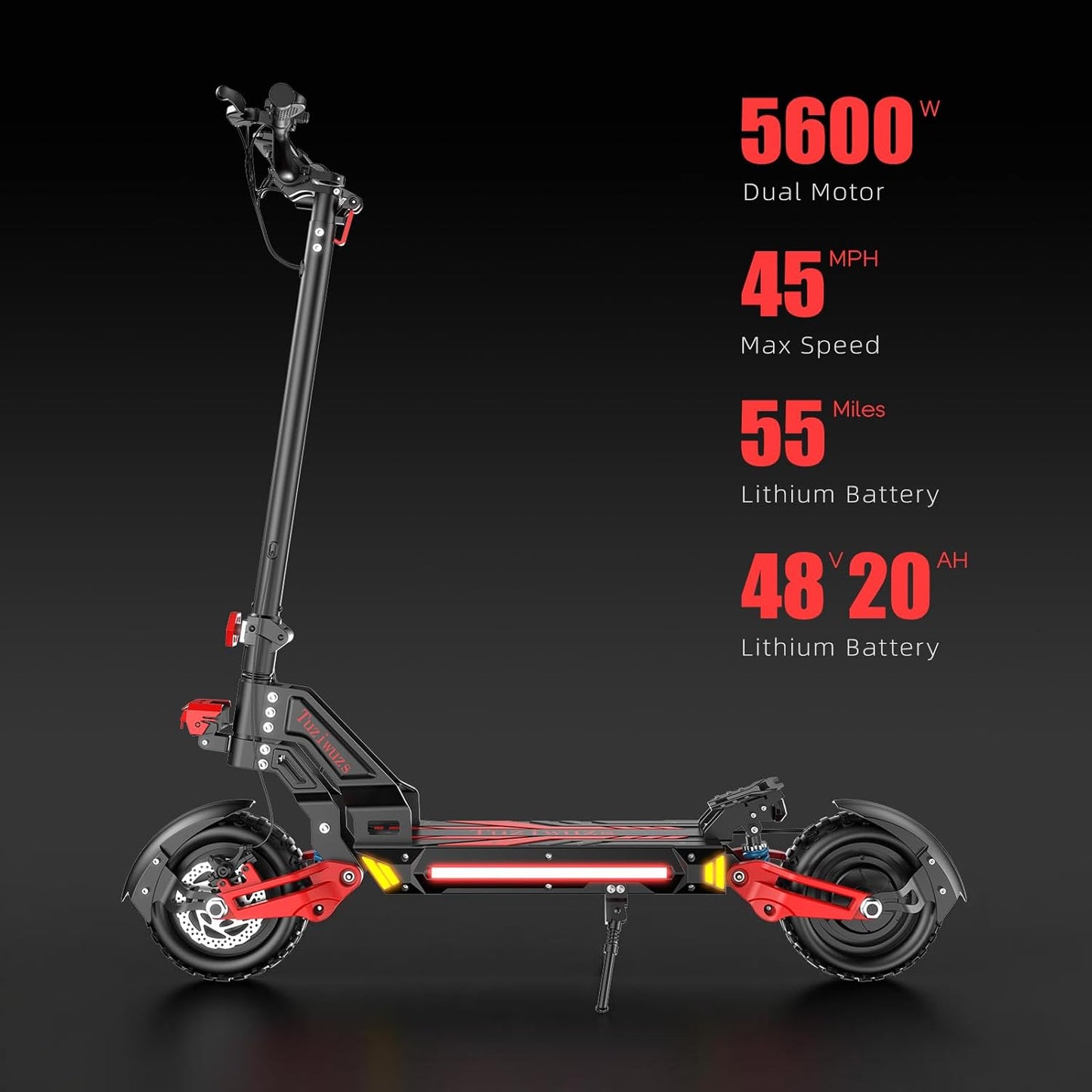 V2 5600W Dual Motor Electric Scooter for Adults, 48V20AH Lithium Battery, Up to 45MPH, 55 Miles Range, Dual Suspension, Dual Brakes, 3 Speed Modes, LCD Display – Off-Road Folding E Scooter