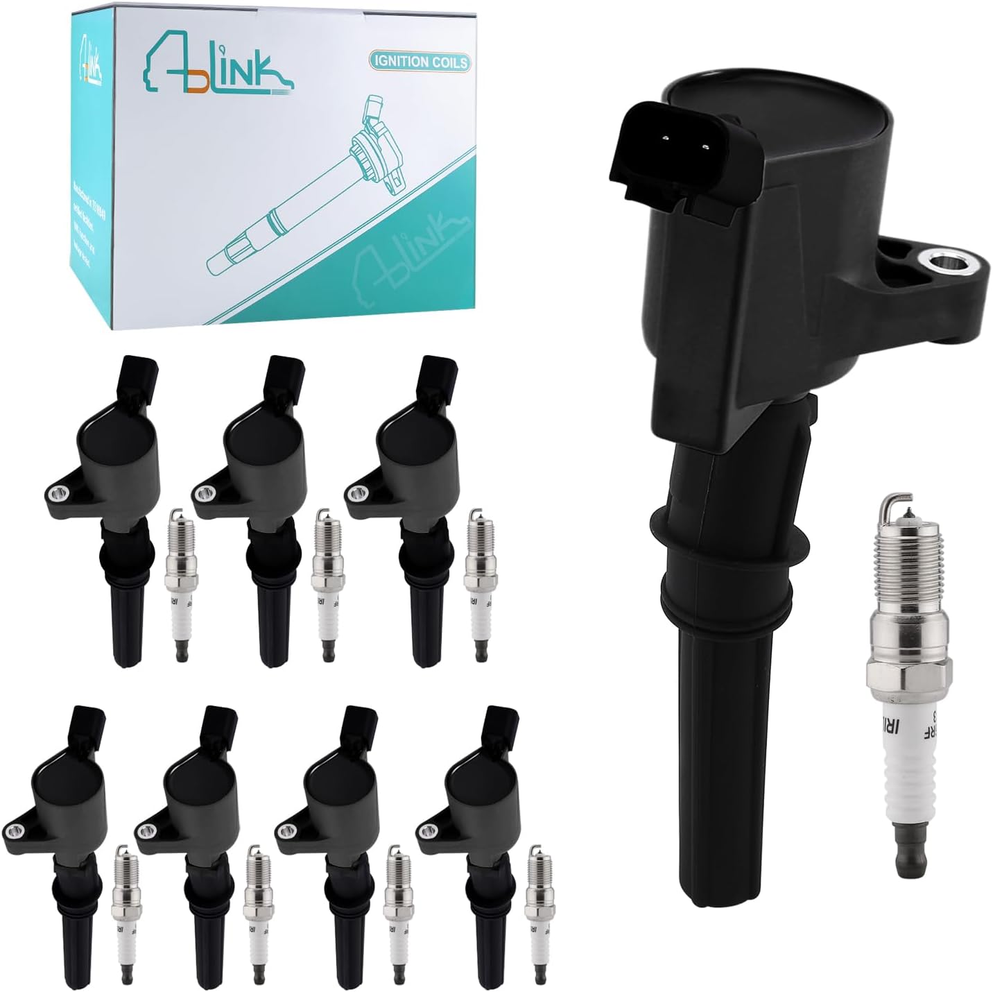 Black DG508 Ignition Coil Pack 8PCS/SP493 SP479 Spark Plug 4.6L 5.4L V8 For F150 F250 F350 E150 E250 E350 E450 Econoline Super Duty Excursion Expedition,Lincoln Navigator Town Car Mercury Grand DG457