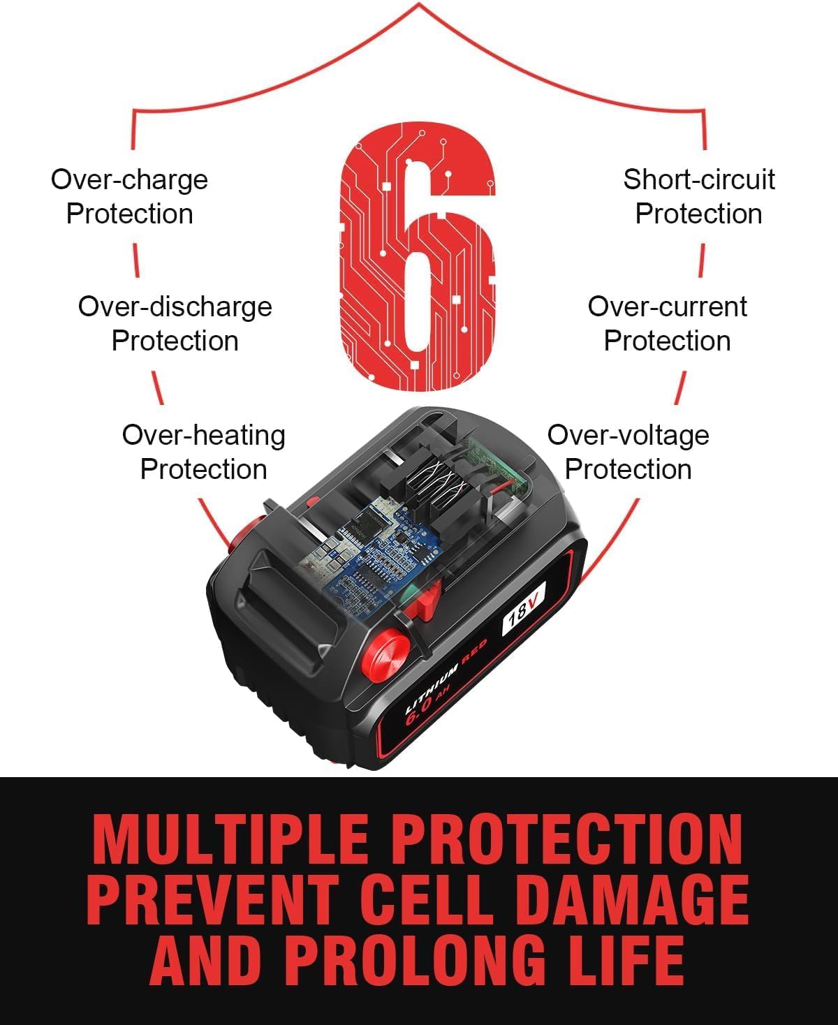 8 Pack 18V Replacement Battery for Milwaukee M18 Battery 6.0Ah, Compatible with 48-11-1850, 48-11-1840, 48-11-1860, and More Cordless Power Tools