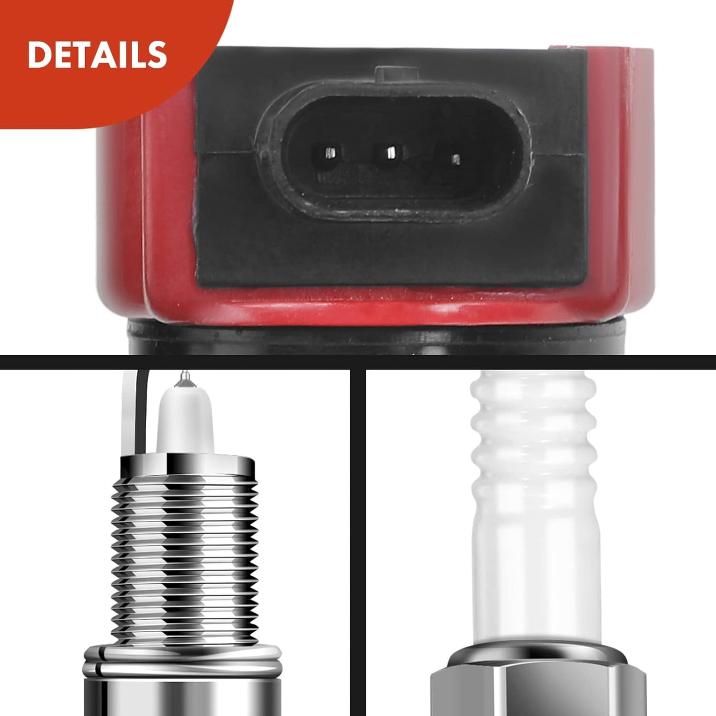 A-Premium Set of 6 (Red) Ignition Coil Pack Iridium Spark Plug Compatible with Chrysler 300 2006-2010, Sebring 2006-2010, Town & Country 2008-2010 & Dodge Avenger 2008-2010