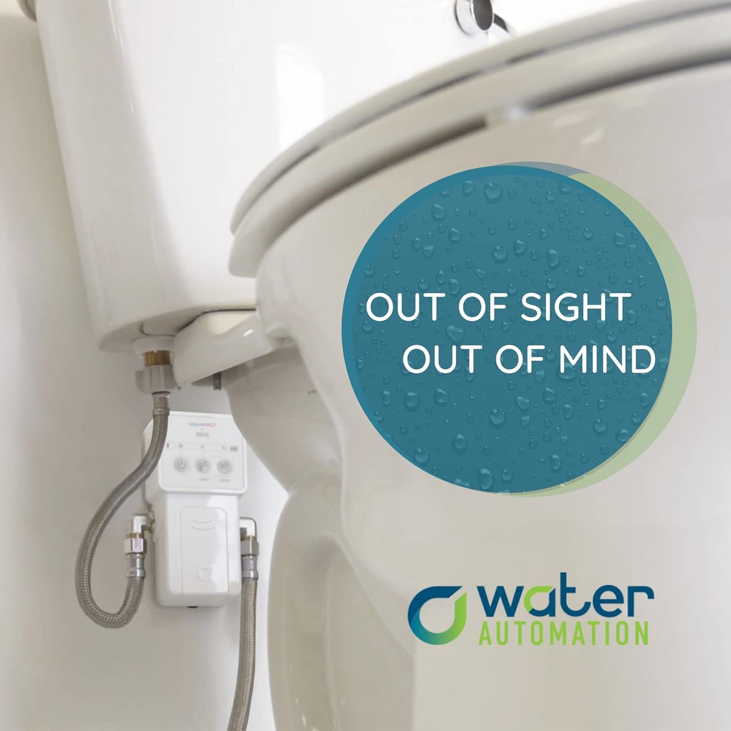 Smart Home Water Toilet Leak Detector Alarm and Automatic Shut Off Valve - Water Sensor Alarm Shut Off Tool - Easy Installation - Battery Operated - Protect Your Home from Water Damage