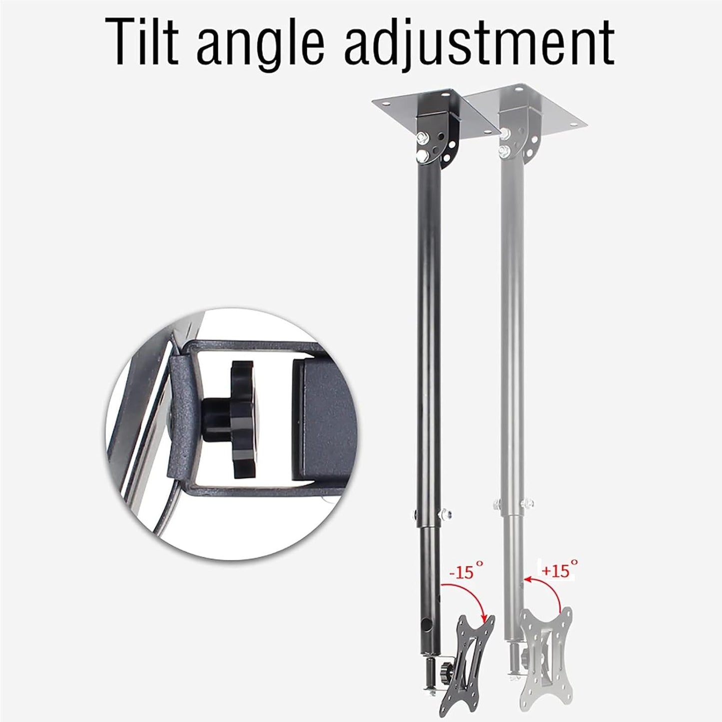 Adjustable Ceiling TV Mount Bracket for 12-27 Inch TVs, Tilt & Swivel, Max 200x200mm, Multiple Height Options, 2.5m Extension, Secure & Versatile TV Stand