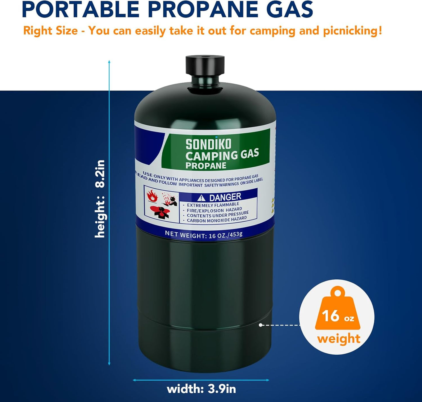 Sondiko Propane Tank 4 Pack, High Purity 1LB Propane Cylinder Tank 16 oz, Factory Prefilled and DOT Compliant, Premium Propane to Broil Sous Vide for Welding Brazing Soldering