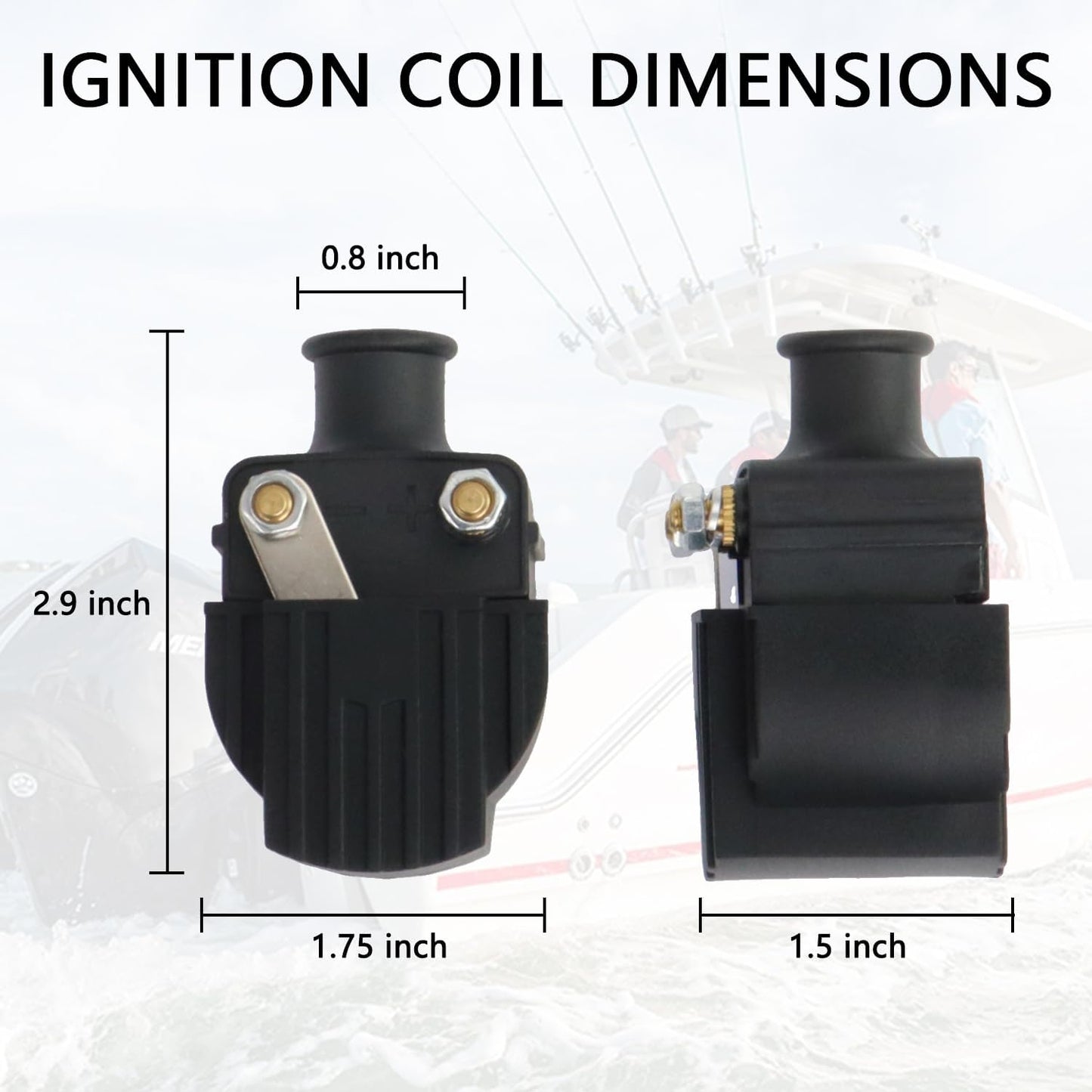 4Pcs 18-5186 Ignition Coil Compatible with Mercury Mariner 6-125HP 140HP V135 V150 210CC Outboard Boat, Chrysler Force 40hp-150hp Models Replace 339-7370A13 339-832757A4 339-832757B4
