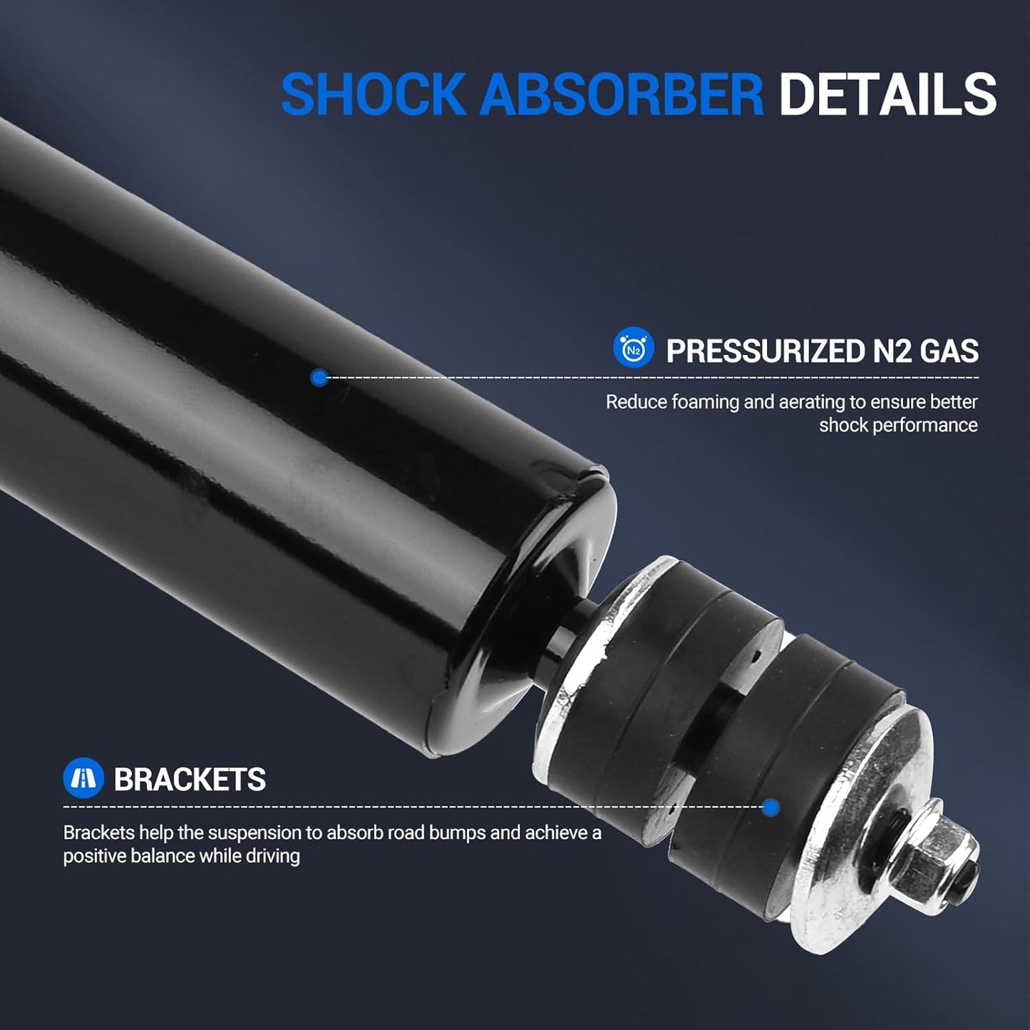 Autoround Front Rear Struts Shock Absorbers Compatible with Ford Mustang 1994 1995 1996 1997 1998 1999 2000 2001 2002 2003 2004, 71962 5968 Auto Gas Shocks Gas Struts Set of 4