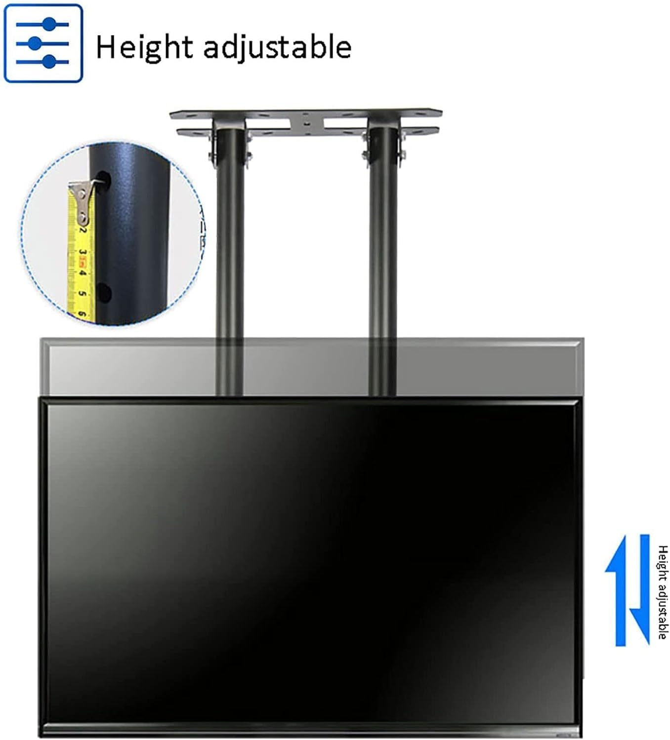 Universal TV Stand Ceiling TV Lift - Adjustable Height Double Pole Single Sn TV Mount Tilt Teles Ceiling TV Mount Bracket Fits 60-100 Inch Low Profile TVs