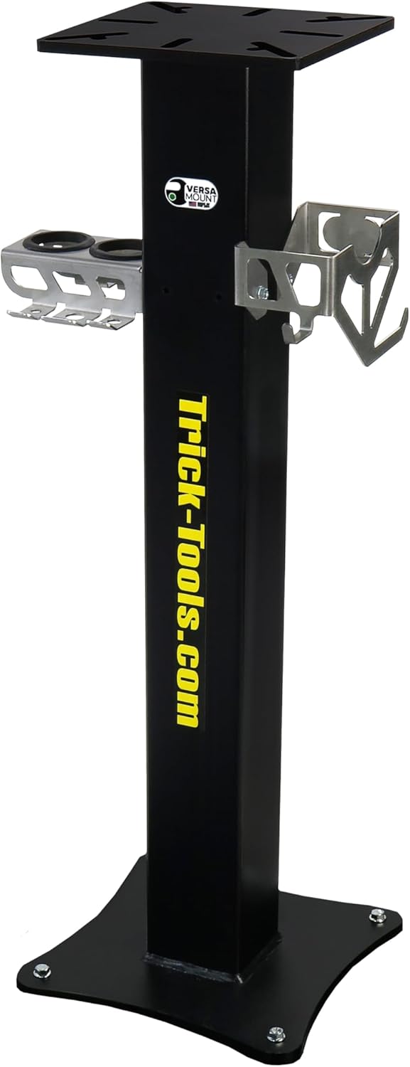 Trick-Tools Versa-Mount Heavy-Duty Vise and Bench Grinder Stand with Accessory Hangers, Made in the USA