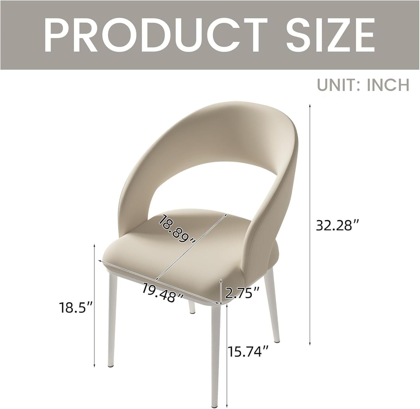 Sofa Chair Set of 2, Modern Desk Chairs, Kitchen Dining Chair with Metal Legs for Home Office, Bedroom & Living Room