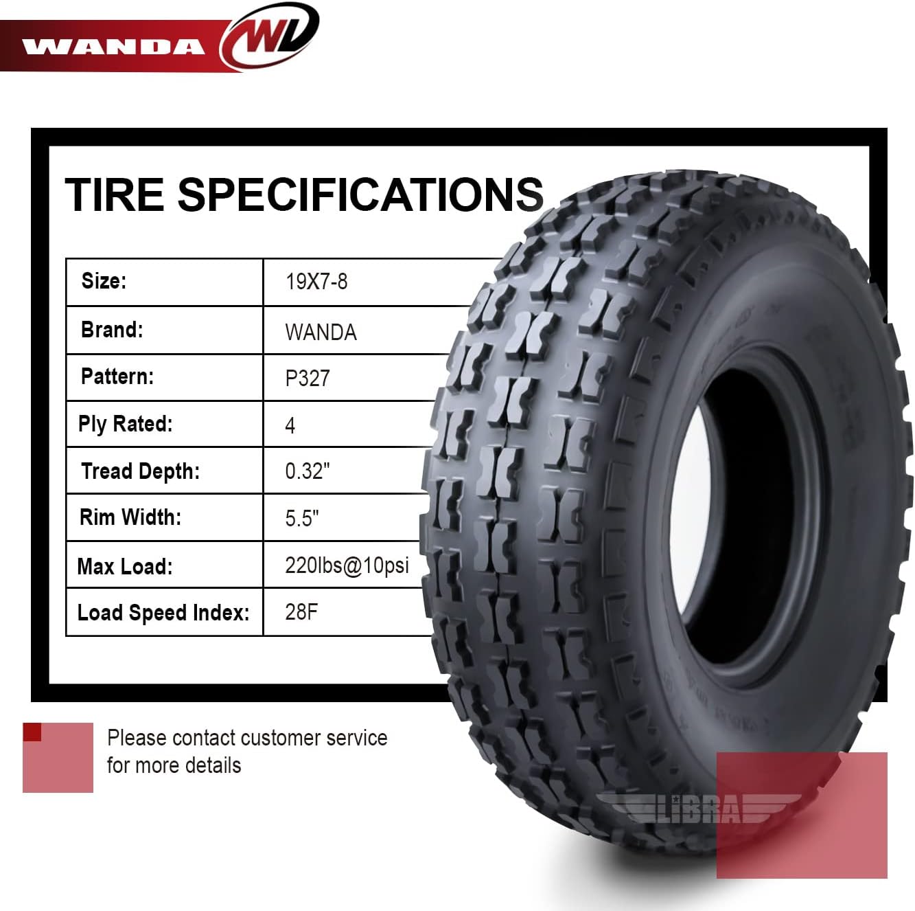 WANDA One New Sport ATV Tires 19X7-8 4PR - 10035