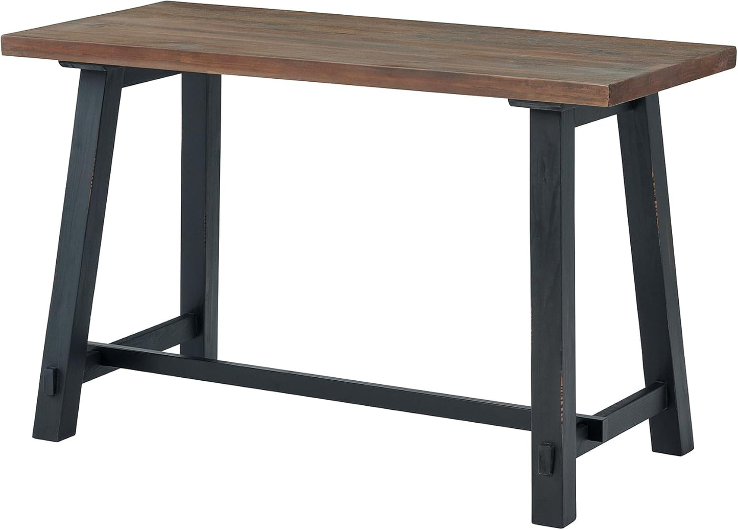 Adam 32 in. Solid Pine Wood Desk, Rustic Industrial Style, Distressed Black Sawhorse Legs, Compact Office Desk, Natural Wood Characteristics, 32 in. W x 21 in. D x 30 in. H, Ideal for Home Office