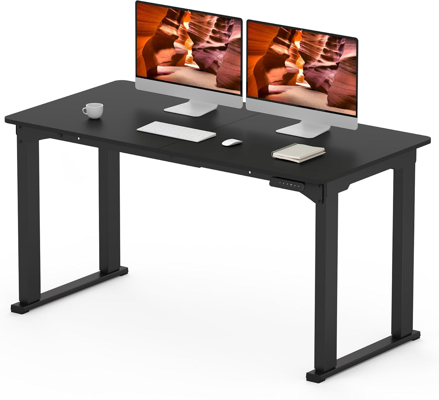 4 Legs Standing Desk, Large 71x31 Inches Electric Adjustable Height Desks with Splice Board, Stand Up Desk Home Office, White