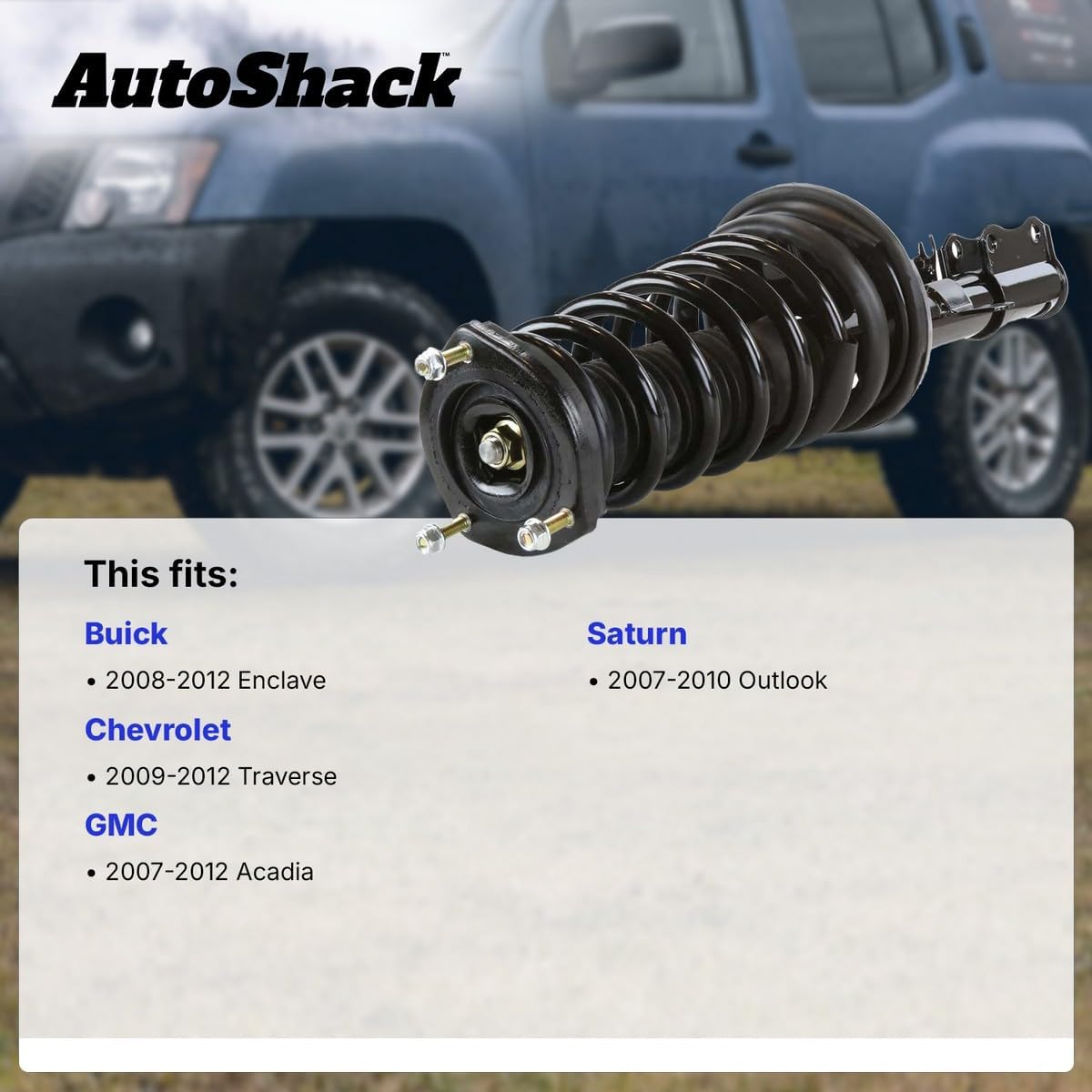 AutoShack Front Complete Strut & Coil Spring | Replacement for 2007-2012 GMC Acadia 2007-2010 Saturn Outlook | 2-PC