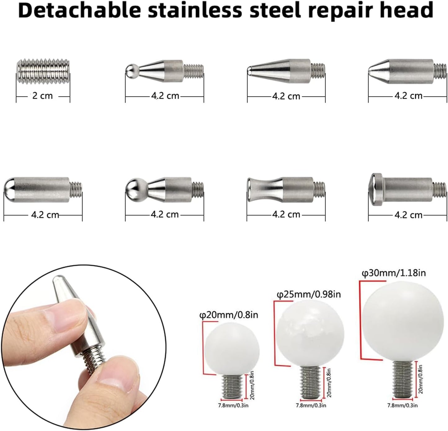 WHDZ Paintless Dent Repair Tools Car Dents Removal Rods Kit with Tips Repair Set for Auto Body Removal of Hail Dents