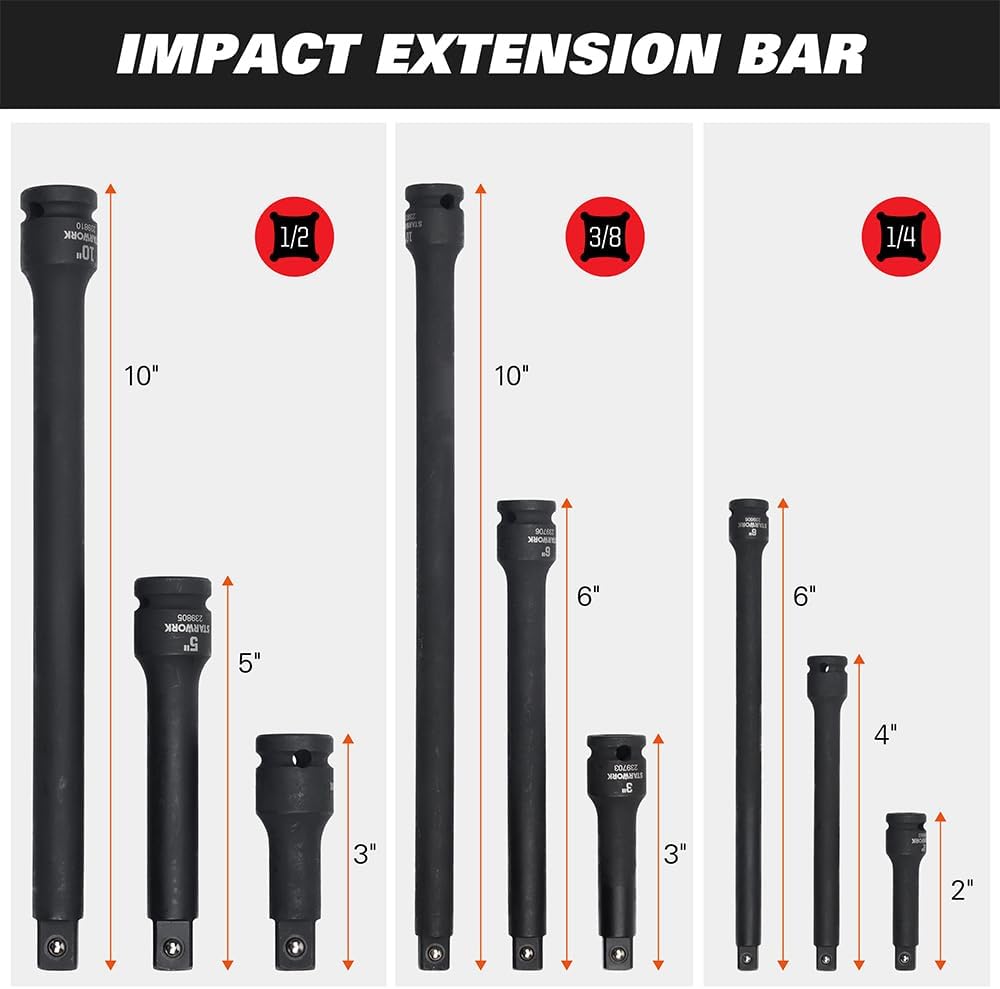TRUE MECHANIC 153-Piece Impact Socket Set, Professional, SAE/Metric