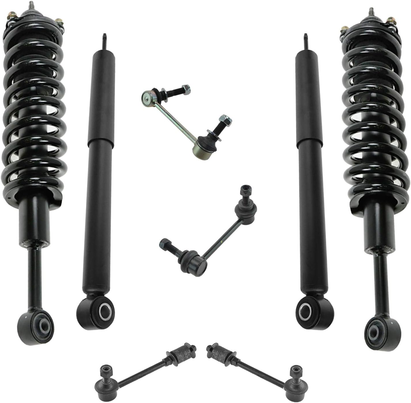 TRQ Front and Rear Suspension Kit Complete Strut & Coil Spring Assembly Shock Absorber Sway Bar Stabilizer Link Compatible with 06-13 BMW
