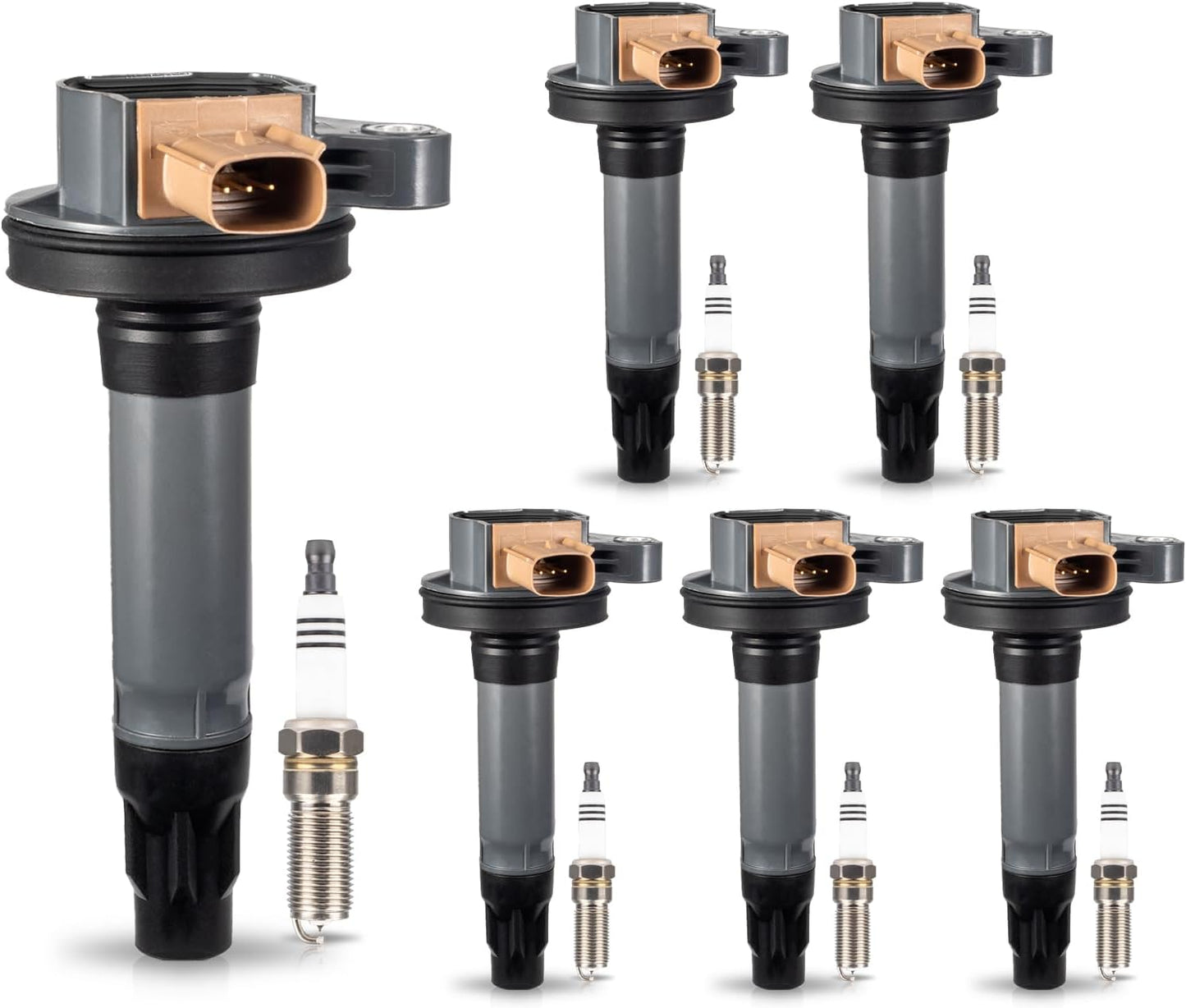 Set of 6 Ignition Coil Pack Iridium Spark Plug 3.5 EcoBoost V6 Compatible with Ford F150 F-150 Flex Taurus Explorer Lincoln MKS MKT 2011 2012 2013 2014 2015 2016 2017 3.5L Turbo for DG549 SP534