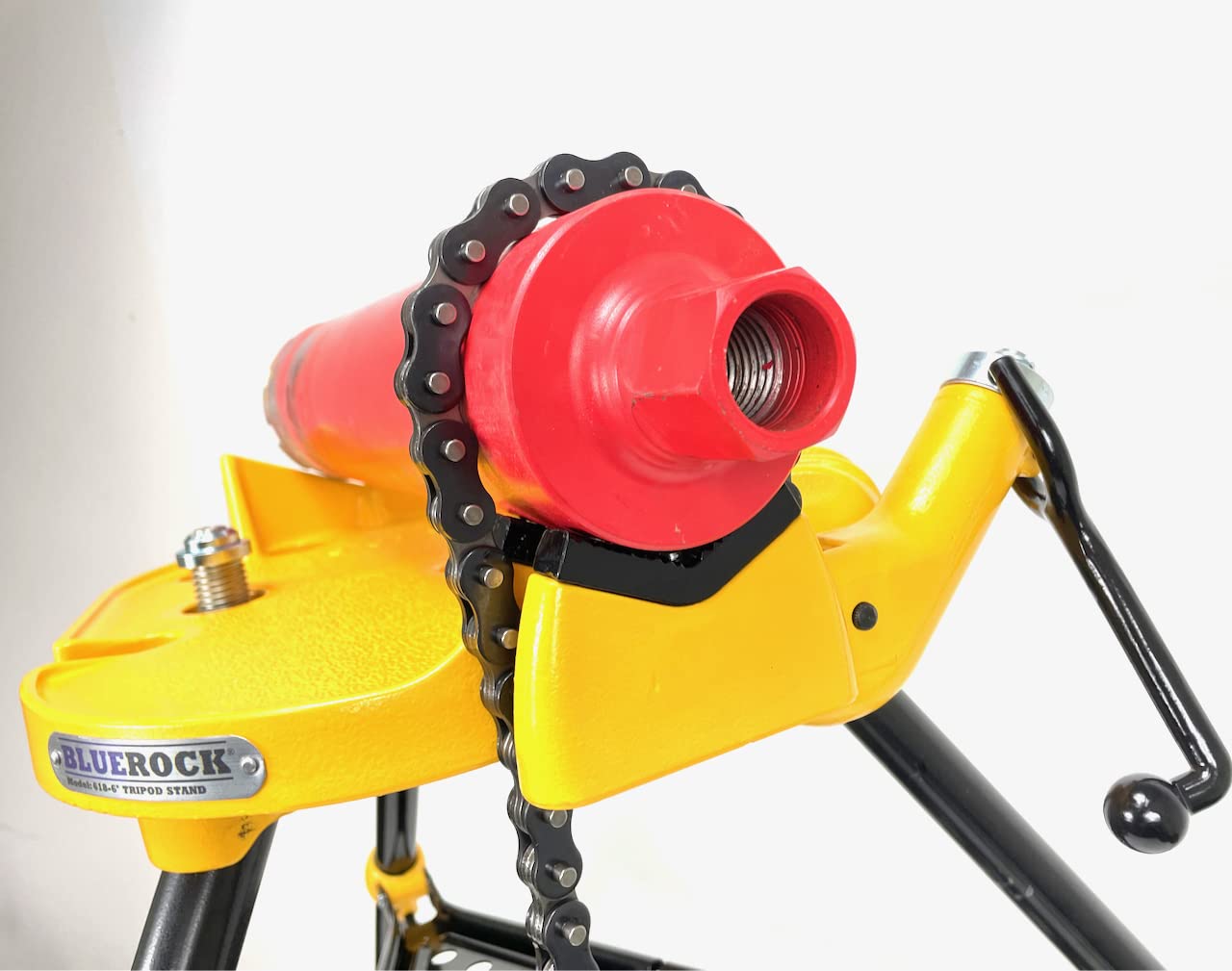 BLUEROCK Portable Pipe Chain Vise 1/8" - 6" Capacity on Tripod Pipe Vice Stand Model H401 618 460-6 40-A