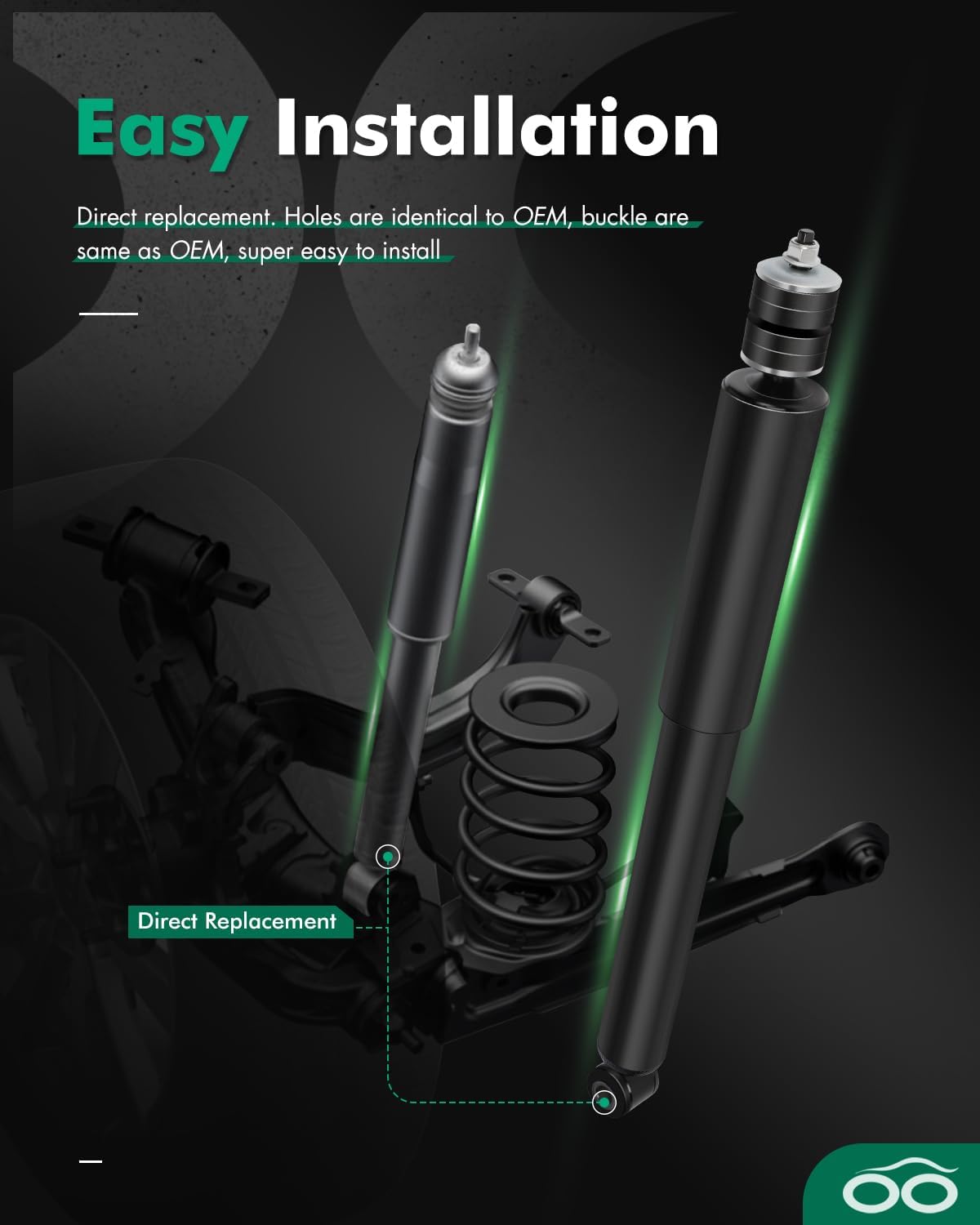 SCITOO - Rear Shock Absorber for Ford Fits 1994 1995 1996 1997 1998 1999 2000 2001 2002 2003 2004 for Ford Mustang Shocks 344433 Struts - 2Pc Set