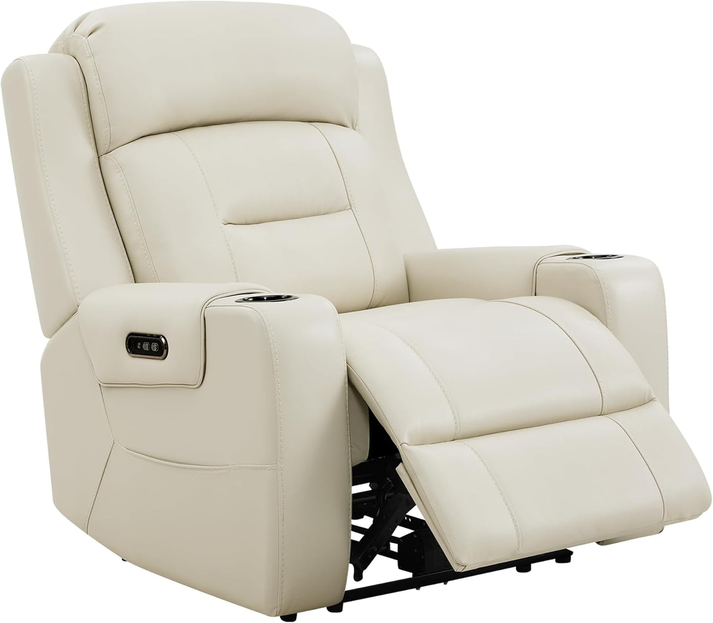 Watson & Whitely Genuine Leather Power Recliner Chairs for Adults, Lay Flat Recliner with Power Headrest, USB Ports and Cup Holders, Electric Reclining Sofa for Living Room, Bedroom, Dark Brown