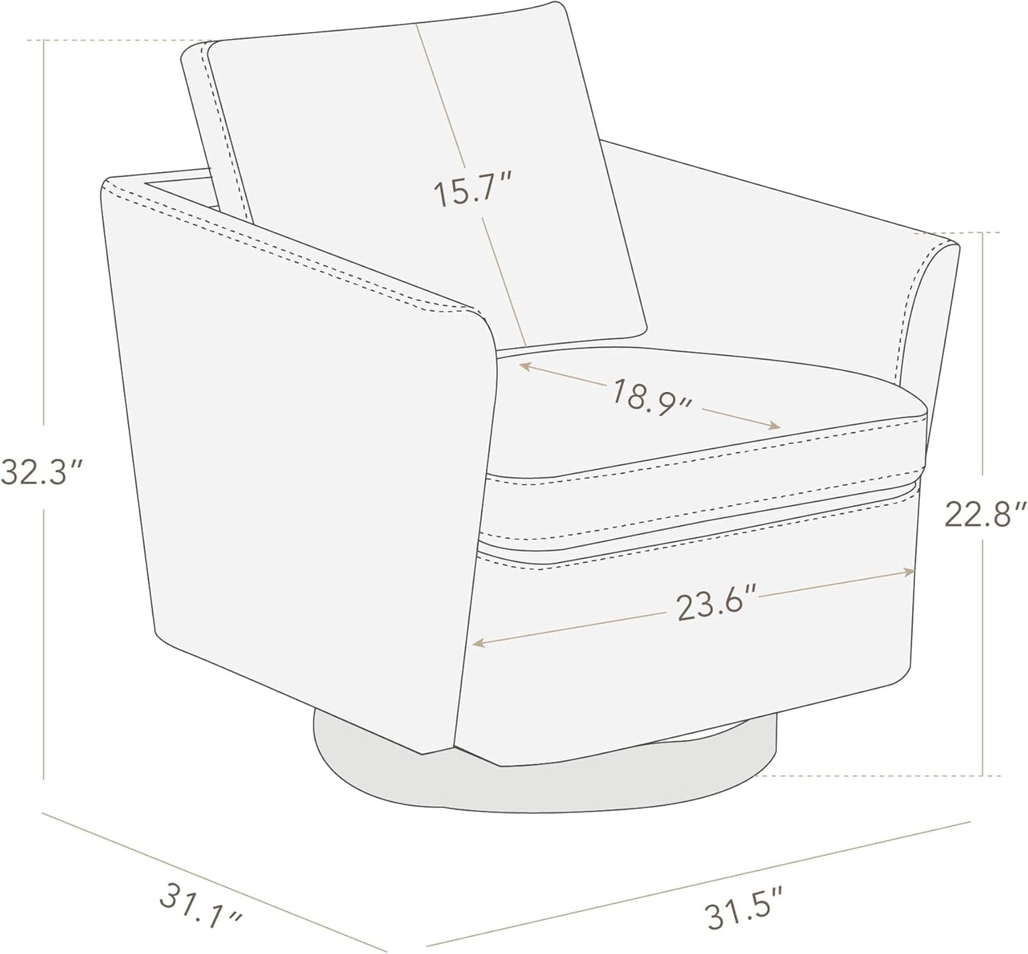 Watson & Whitely Swivel Accent Chairs for Living Room/Bedroom, Modern Armchair in Performance Fabric, Quarry Grey