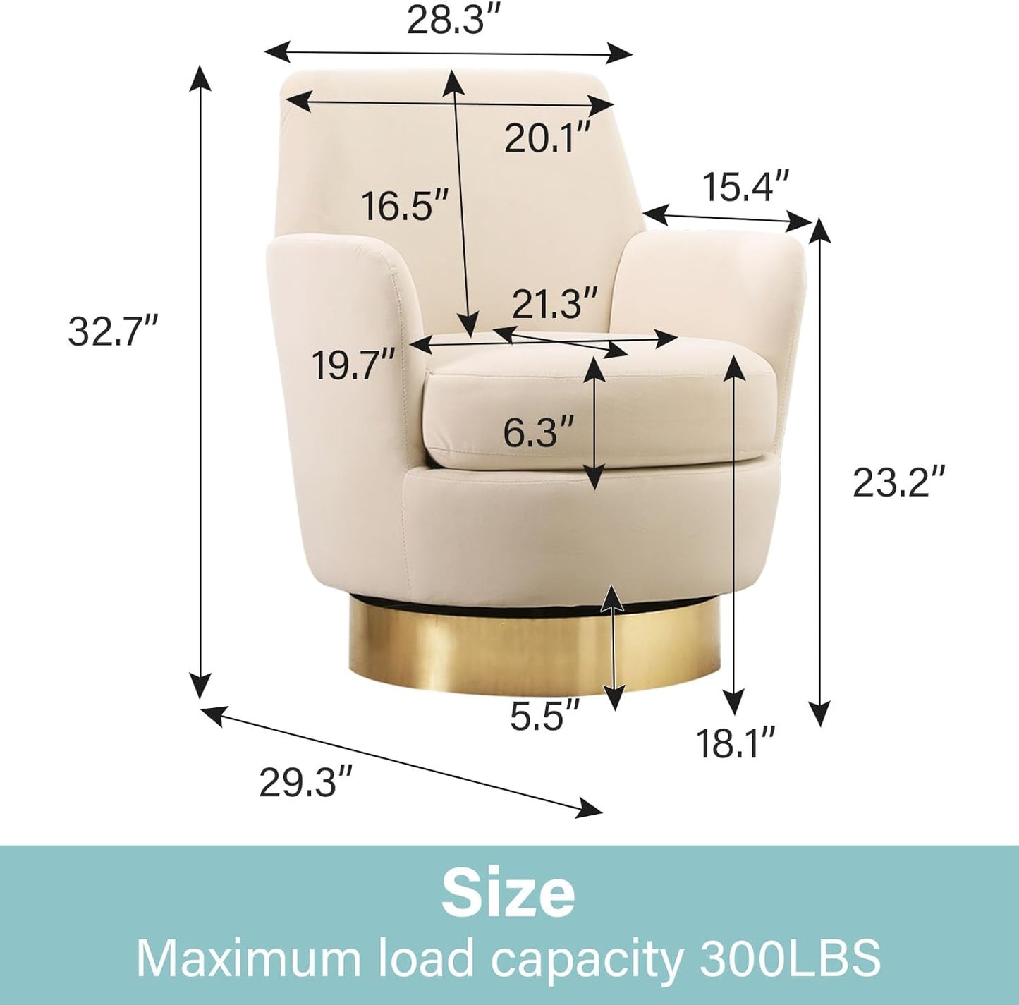 360° Swivel Barrel Chair Set of 2, 28.3" W Comfy Velvet Swivel Accent Chairs, Modern Round Single Accent Chair with Gold Metal Base for Living Room, Bedroom, Office (Beige*2)