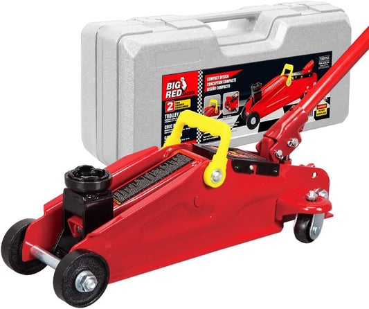 BIG RED TAM82012 Torin Hydraulic Trolley Service/Floor Jack with Blow Mold Carrying Storage Case, 2 Ton (4,000 lb) Capacity, Red