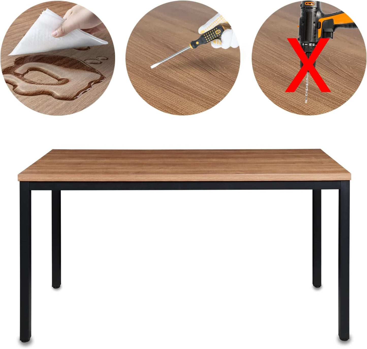 Boardest Computer Table 24x55 Inch DiningTable Computer Desk,Home Office Desk, Gaming Writing Work from Home Study Table, Sturdy Metal Frame, Modern Simple,Walnut and Black(24x55 Inches)