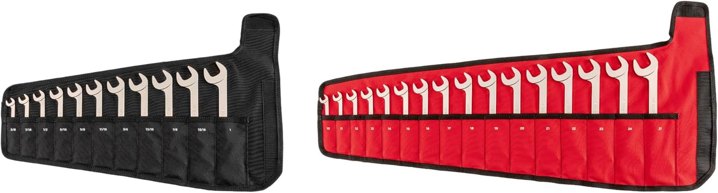 TEKTON Angle Head Open End Wrench Set with Pouch, 16-Piece (10-27 mm) | WAE92402 | Made in USA