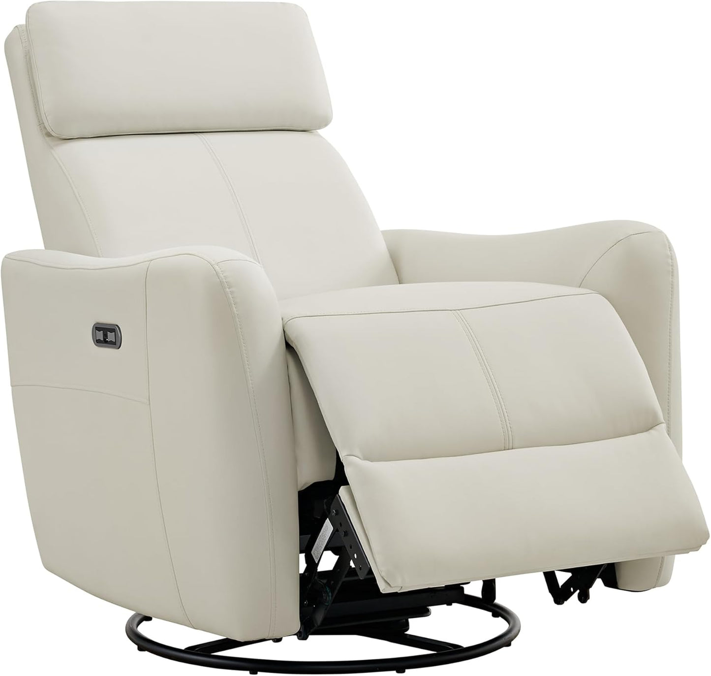 Swivel Recliner Chair, Glider Rocker Recliners Nursery Chairs, Power Rocker Recliner Chairs with USB Port, Type-C Charger, Upholstered Electric Rocking Chair for Living Room, Bedroom, White