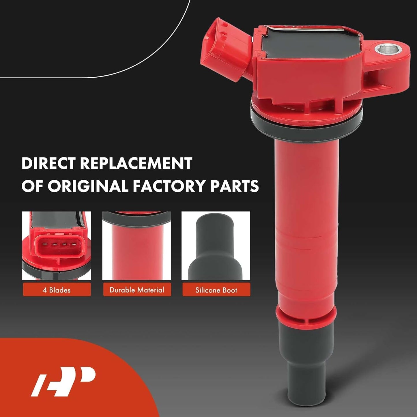 A-Premium (Red) Set of 12 Ignition Coil Pack and Iridium Spark Plugs Compatible with Toyota Tacoma 2005-2015, Tundra 2005-2011, 4Runner 2003-2009, Fj Cruiser 2007-2009, 4.0L, # 9091902248, 90919T2005