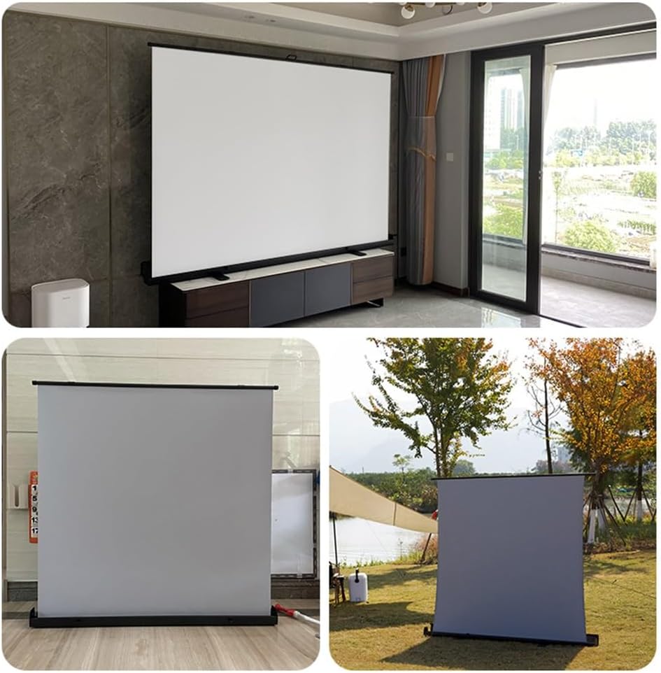 60 72 80 84 100 inch Manual Retractable Projection Screen, Floor Pull Up Scissor Backed Movie Screen for Home Theate Outdoor Indoor(80 inch)